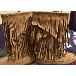 Rampage Fringe Boots Size 8 New Without Box